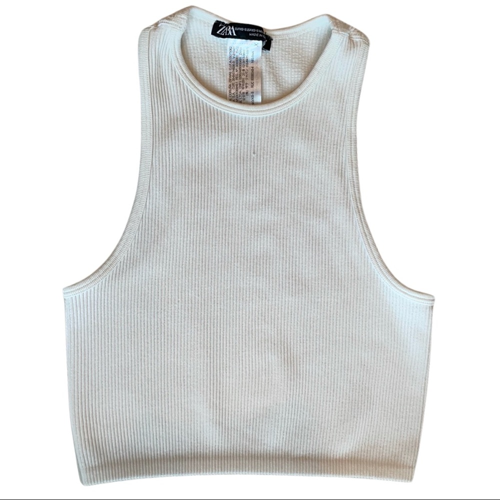Zara White Knit Cropped Top